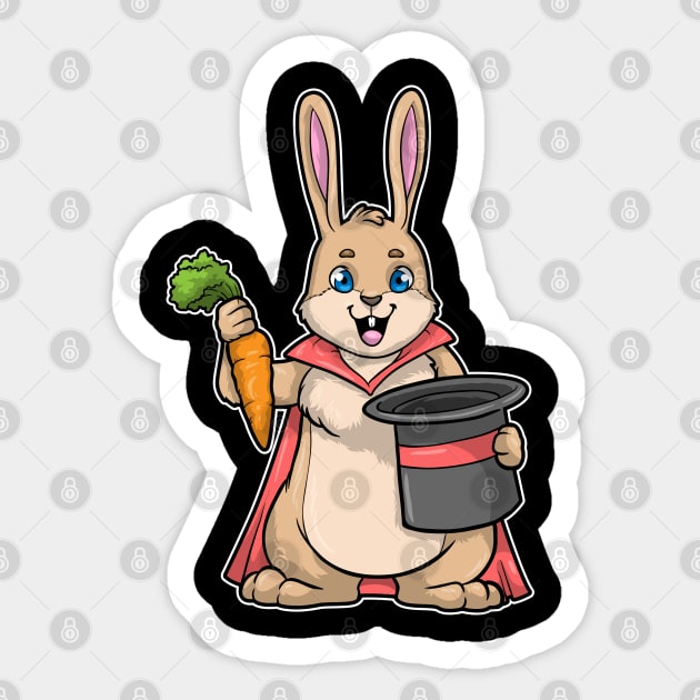 Rabbit with Carrot as Magician with Cape & Hat Sticker by Markus Schnabel